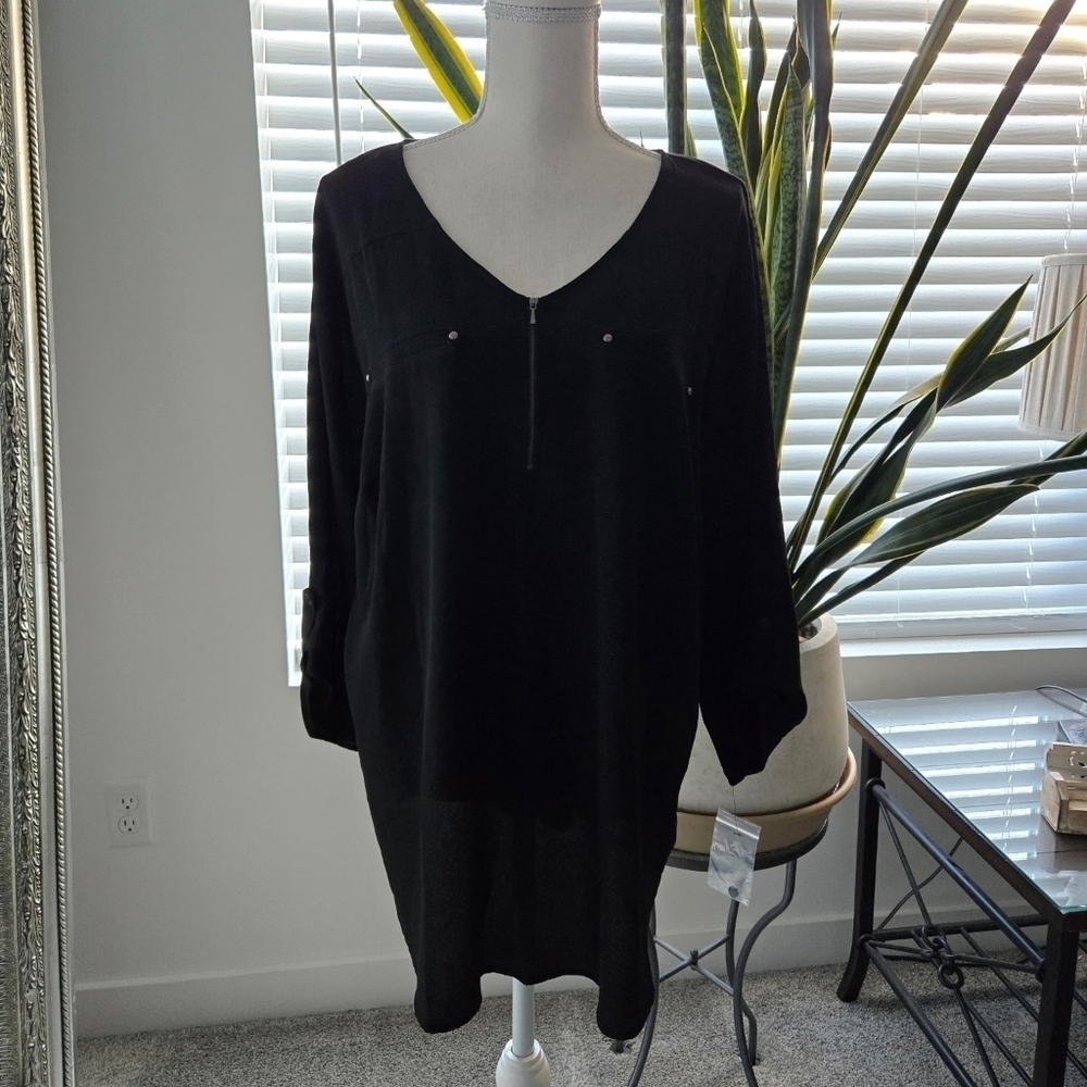 ALYX Black Quarter Zip Flowy top. Size 0X. New.